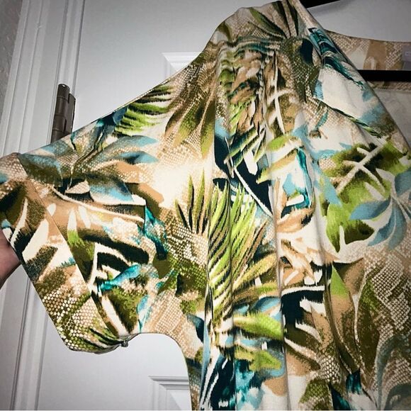 Chico’s Split Neck Tropical Snakeskin Print Short Sleeve Tunic Dress Chicos - Picture 7 of 13